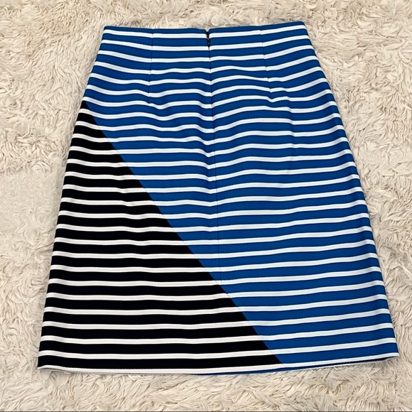 J. CREW Women's Striped Pencil Skirt Sz 0 Color Block Blue Navy White Straight - Picture 3 of 6